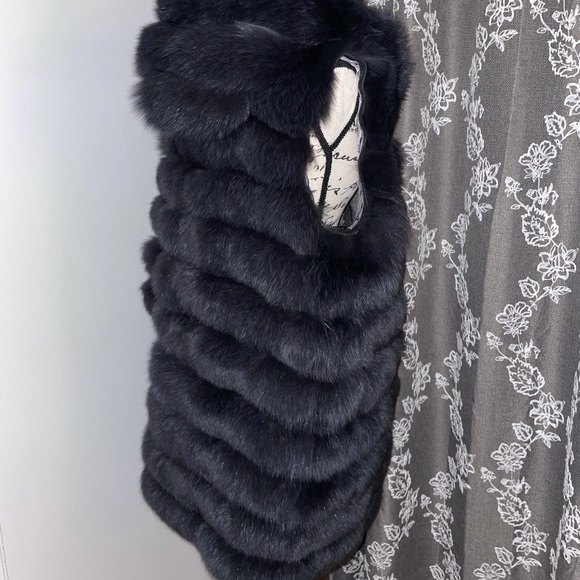 Genuine Fox Fur Jaket Coat Hooded Hood Vest - Picture 7 of 15